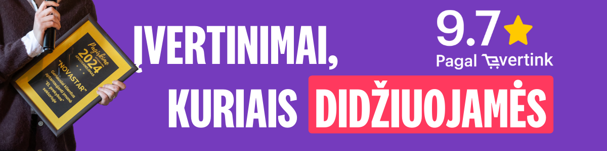 Įvertinimai, kuriais didžiuojamės - 9.7 įvertinimas pagal evertink.lt, Pagirkime aptarnavimą 2024 apdovanojimas
