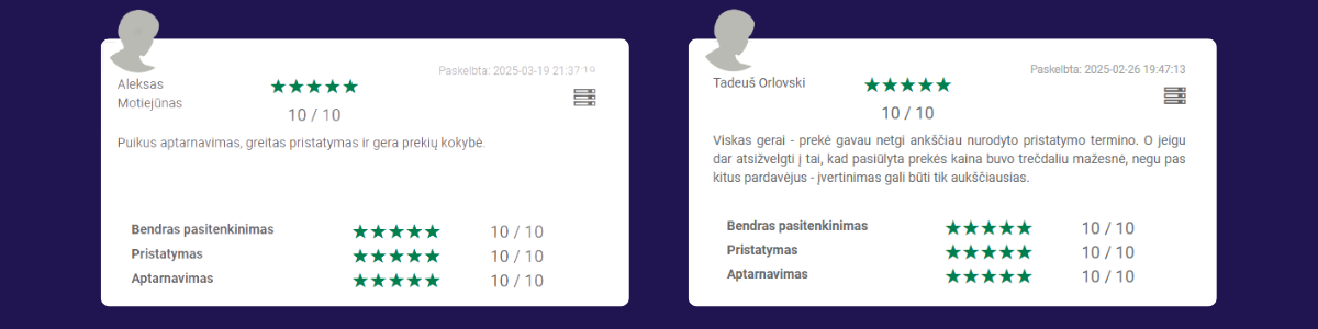 Evertink.lt įvertinimų pavyzdžiai - Novastar.lt