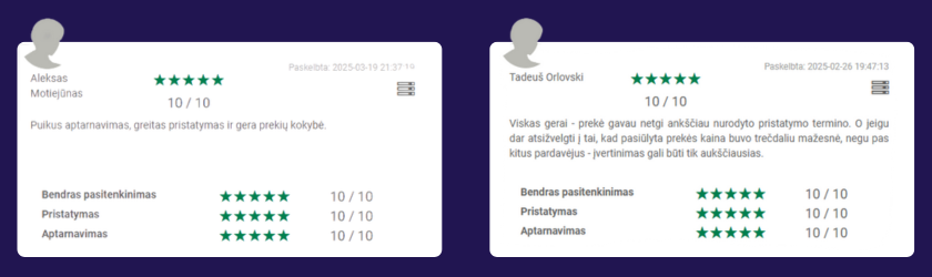 Evertink.lt įvertinimų pavyzdžiai - Novastar.lt