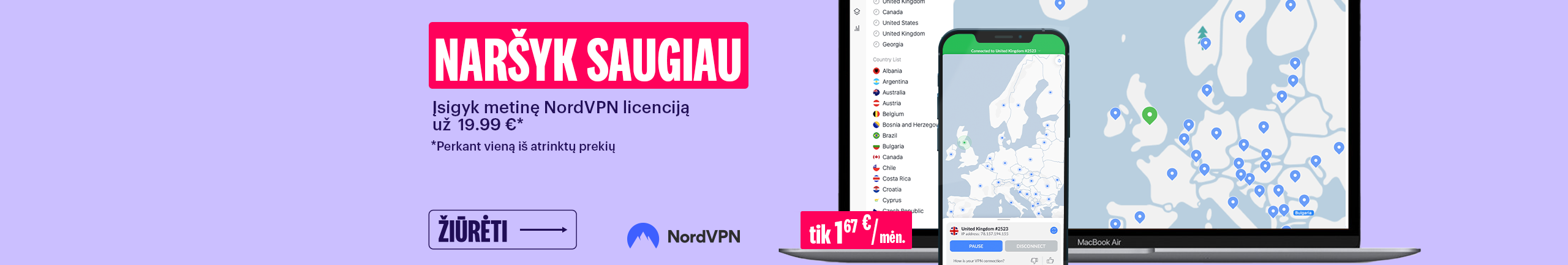 NordVPN 19.99 nauja kaina