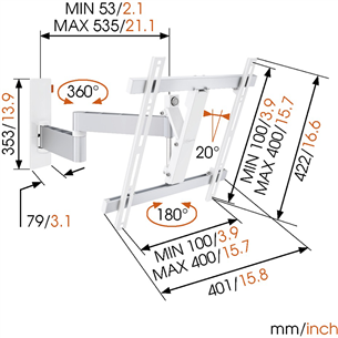 Sieninis laikiklis Vogels W53071 32-55" televizoriams