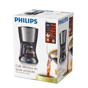 Philips Daily Collection, water tank 1.2 L, black/inox - Coffee maker