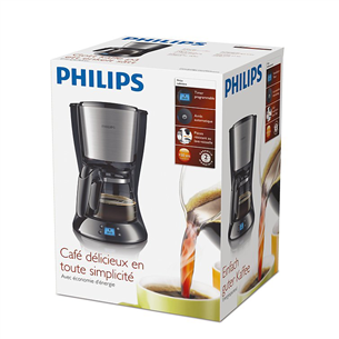 Philips Daily Collection, резервуар для воды 1,2 л, черный/нерж. сталь - Кофеварка