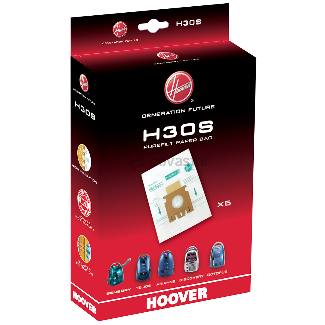 Dulkių siurblių maišeliai Hoover H30S, 5vnt
