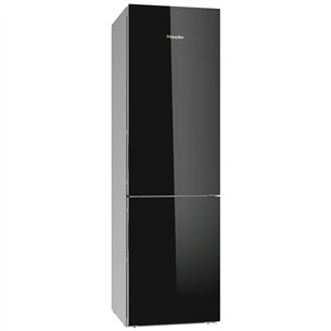 Miele, 351 L, height 201 cm, black glass/grey sides - Refrigerator KFN29683DOBSW