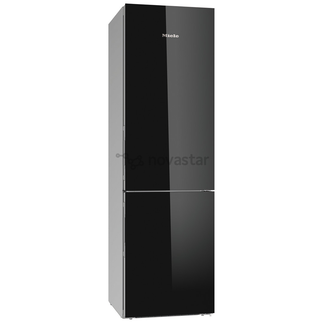 Miele, 351 L, height 201 cm, black glass/grey sides - Refrigerator