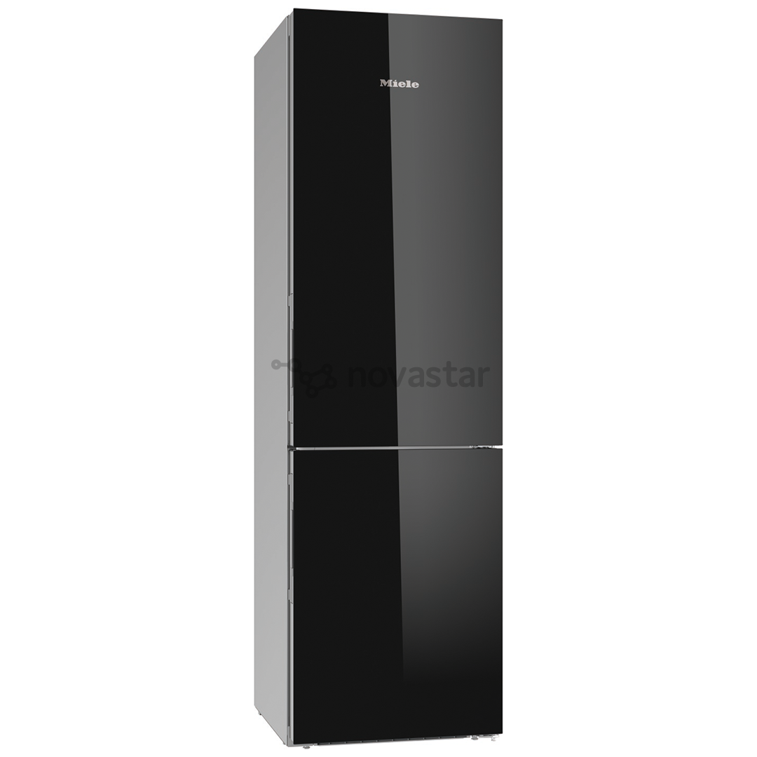 Miele, 351 L, height 201 cm, black glass/grey sides - Refrigerator