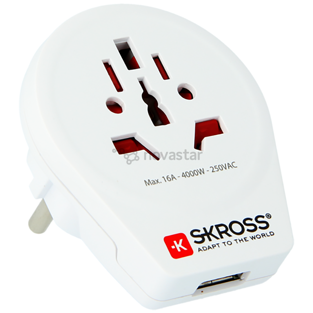 Elektros tinklo adapteris Skross World - Europe, USB