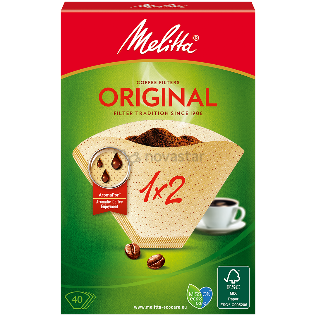 Melitta 1x2, 40 pcs Coffee filters, 4006508123094 Novastar