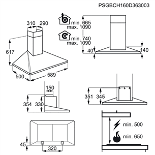 Electrolux, Hob2Hood, 603 m³/h, width 59.8 cm, inox - Cooker Hood