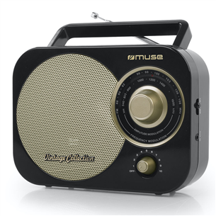 Muse M-055RB, battery powered, black/gold - Portable retro radio