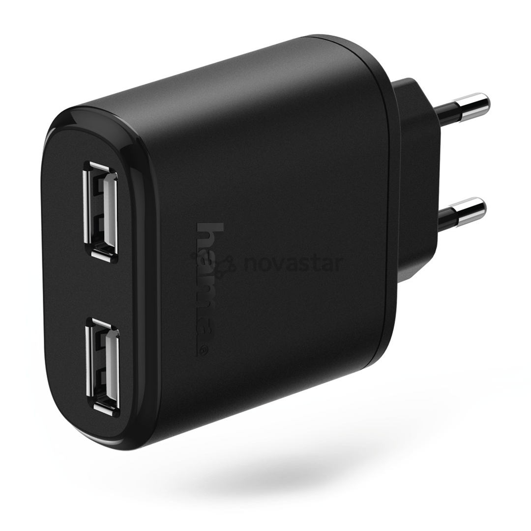 Įkroviklis Hama USB x2.4, 8A, Juodas