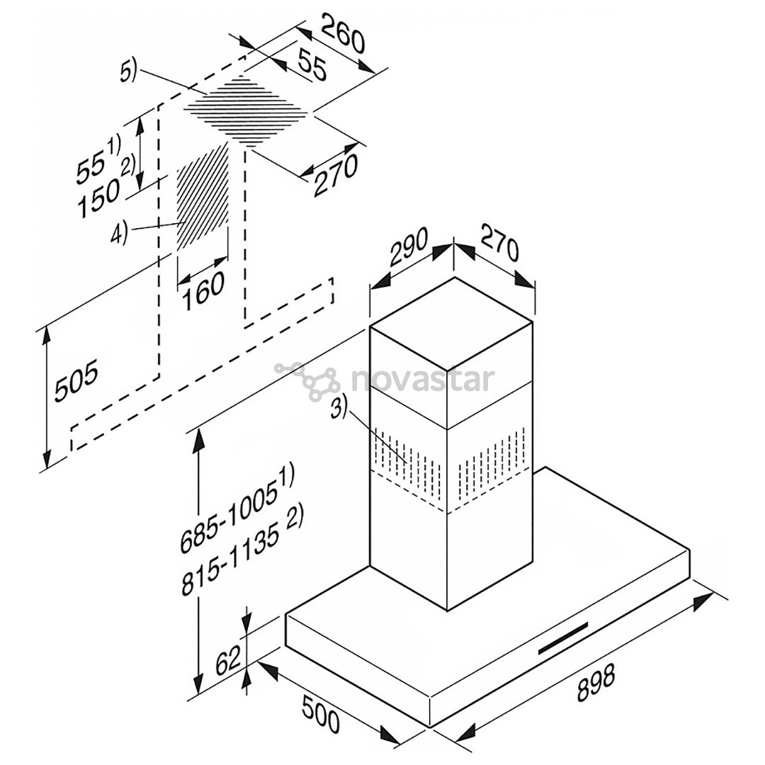 Miele, 650 м³/ч, ширина 89,8 см, нерж. сталь - Вытяжка