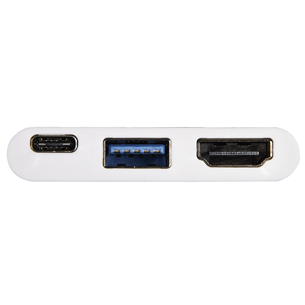 Adapteris Hama USB-C - HDMI, USB-C, USB-A, Baltas