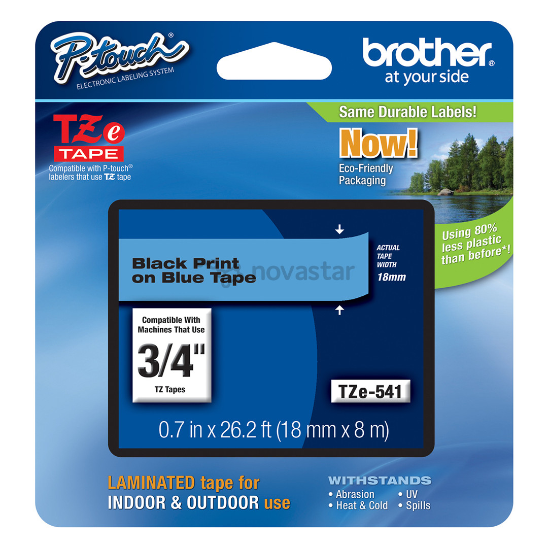 Black on blue tape Brother