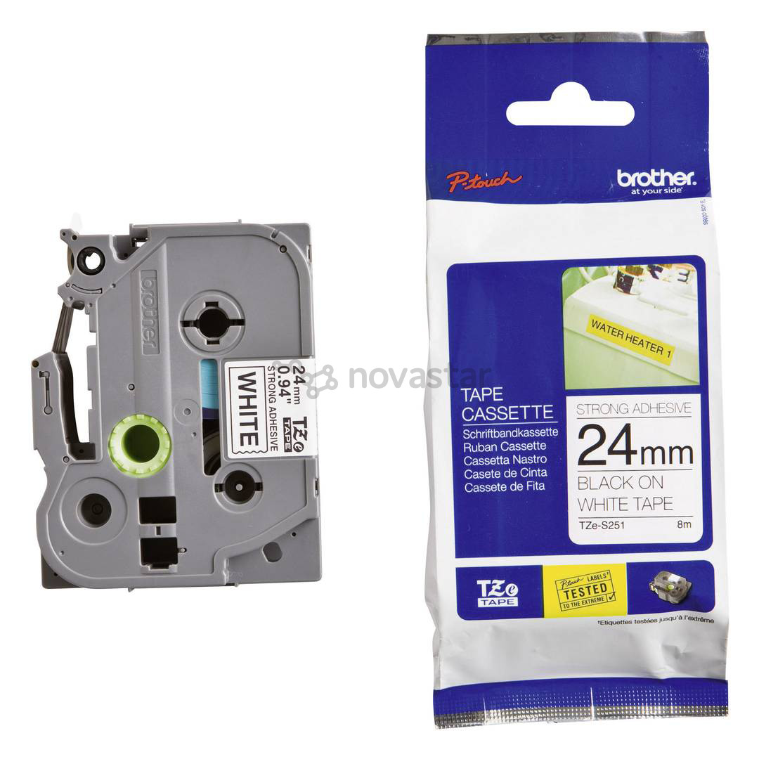 Black on white tape Brother