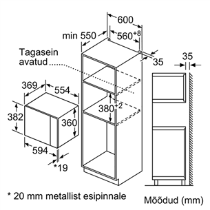 Įmontuojama mikrobangų krosnelė Bosch BFL554MS0