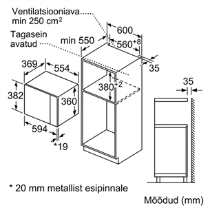 Įmontuojama mikrobangų krosnelė Bosch BFL554MS0