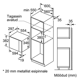 Įmontuojama mikrobangų krosnelė Bosch BFL524MW0