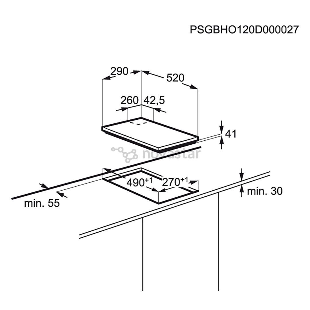 Electrolux, plotis 29 cm, juoda - Įmontuojama dujinė kaitlentė