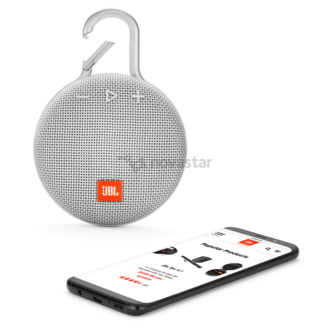 Belaidė kolonėlė JBL Clip 3, Balta