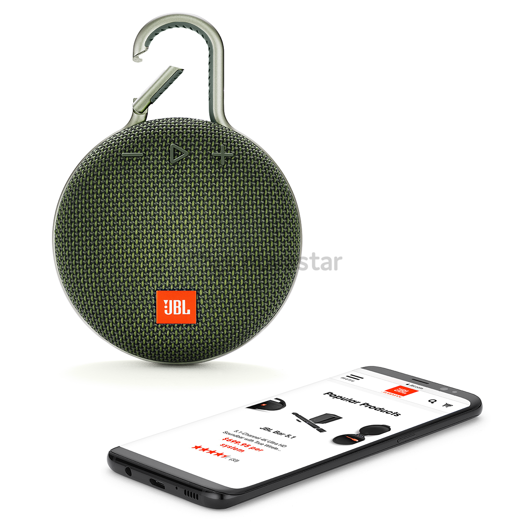 Belaidė kolonėlė JBL Clip 3, Žalia