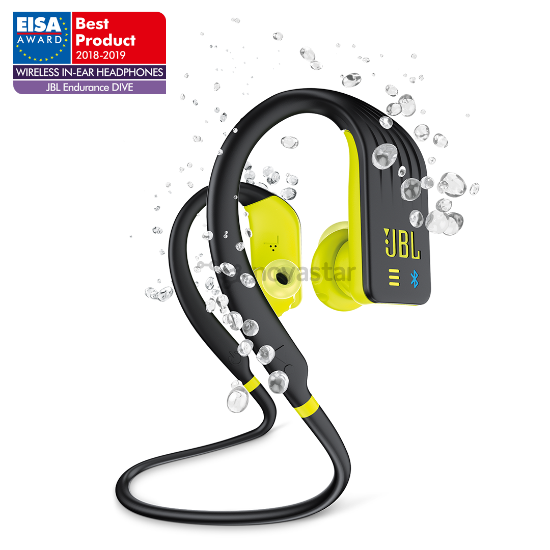 Ausinės JBL Endurance Dive, belaidės, Juodos/Geltonos