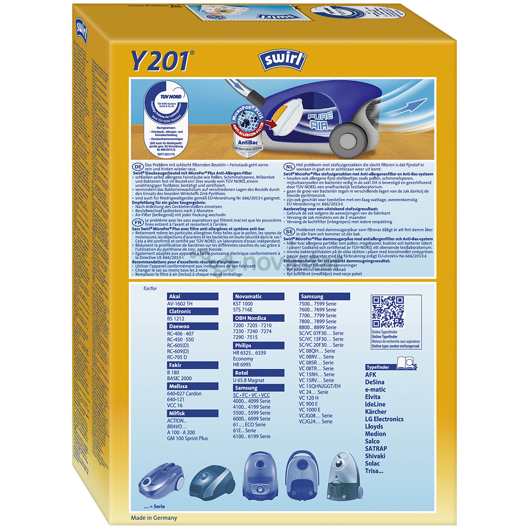 Swirl Micropor Y 201, 4 vnt. - Dulkių maišeliai