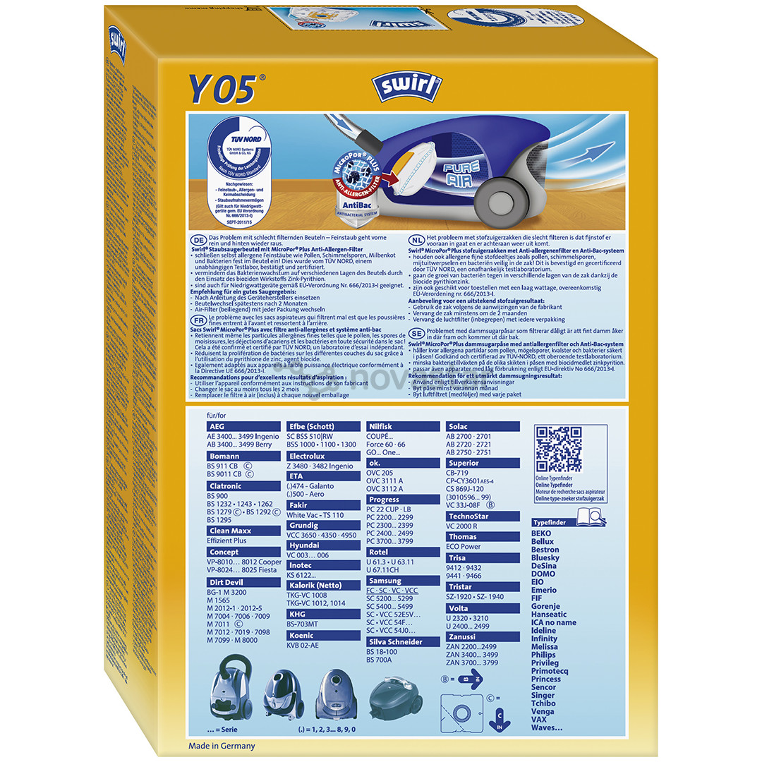 Swirl Micropor Y 05, 4 vnt. - Dulkių maišeliai