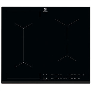 Electrolux 600 FlexiBridge, Hob2Hood, EcoTimer, plotis 59 cm, berėmė, juoda - Įmontuojama indukcinė kaitlentė
