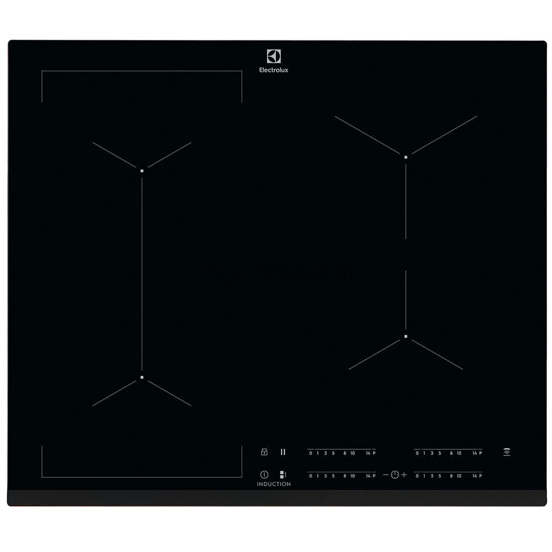 Electrolux 600 FlexiBridge, Hob2Hood, EcoTimer, plotis 59 cm, berėmė, juoda - Įmontuojama indukcinė kaitlentė