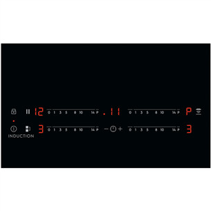 Electrolux 600 FlexiBridge, Hob2Hood, EcoTimer, plotis 59 cm, berėmė, juoda - Įmontuojama indukcinė kaitlentė