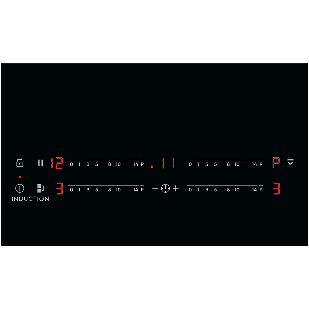 Electrolux 600 FlexiBridge, Hob2Hood, EcoTimer, plotis 59 cm, berėmė, juoda - Įmontuojama indukcinė kaitlentė