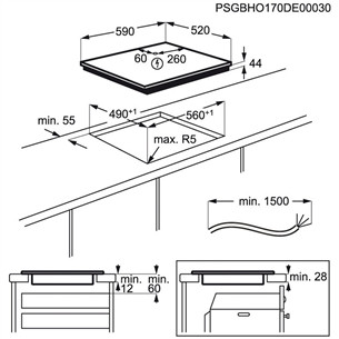 Electrolux 600 FlexiBridge, Hob2Hood, EcoTimer, plotis 59 cm, berėmė, juoda - Įmontuojama indukcinė kaitlentė