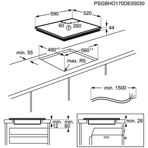 Electrolux 600 FlexiBridge, Hob2Hood, EcoTimer, ширина 59 см, без рамы, черный - Интегрируемая индукционная варочная панель