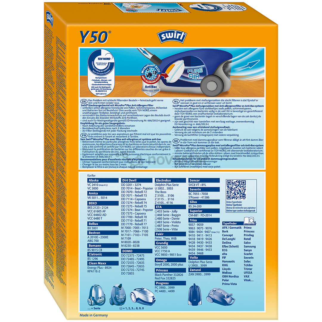 Swirl Y50MNEW, 4 vnt. - Dulkių maišeliai