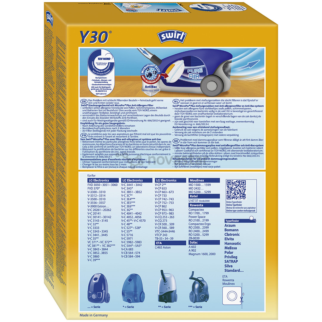 Swirl Micropor Y30M, 4 vnt. - Dulkių maišeliai