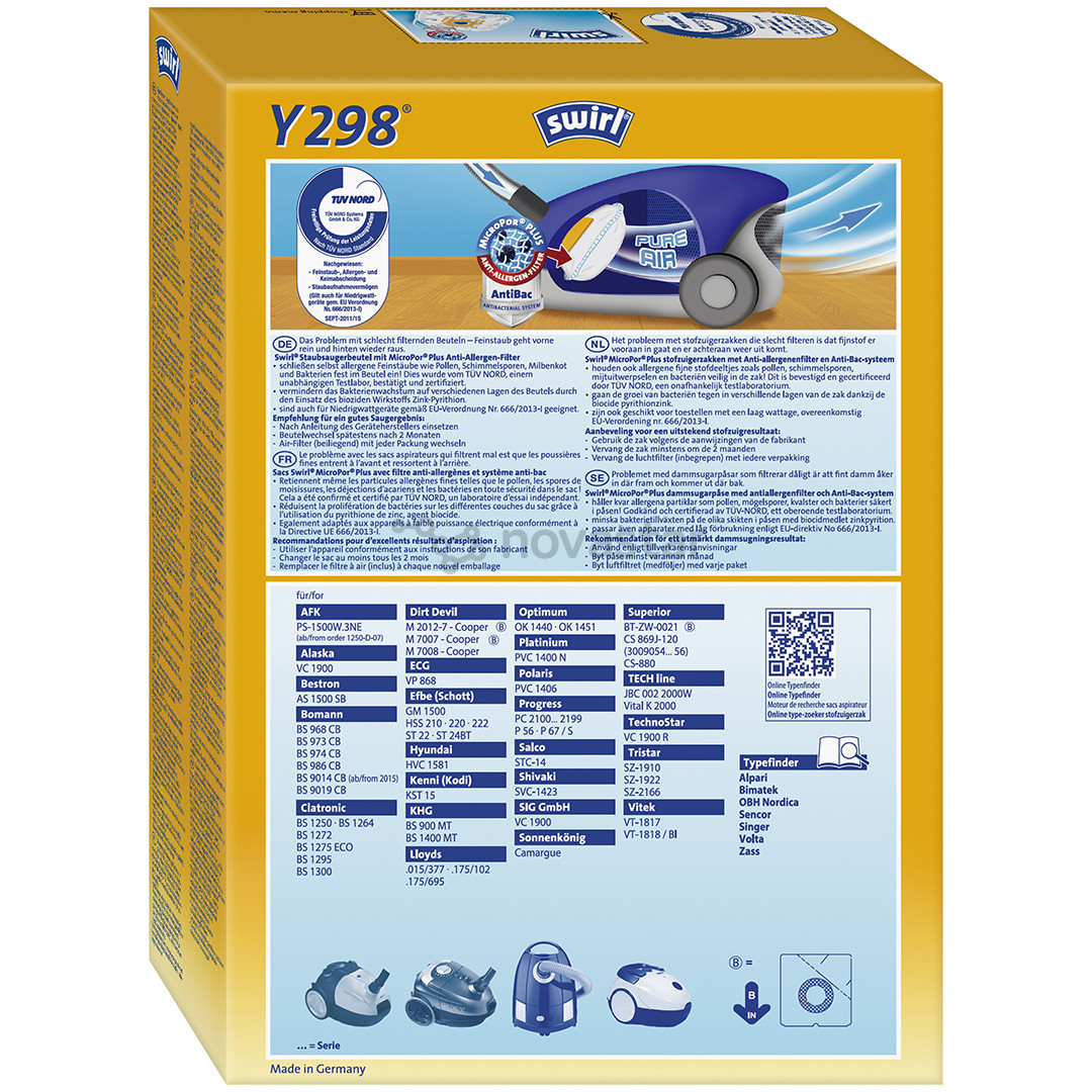 Swirl Micropor Y 298, 4 vnt. - Dulkių maišeliai