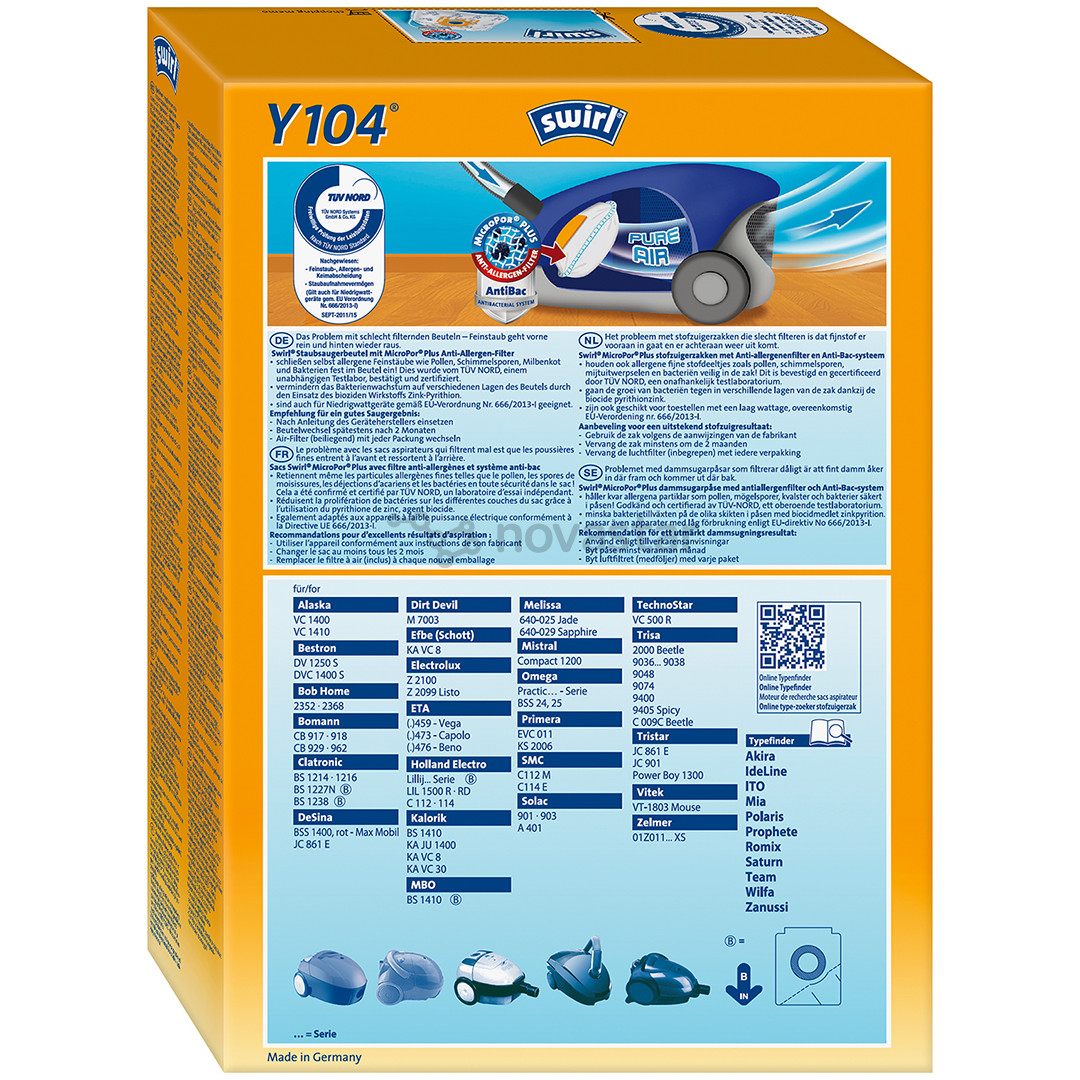 Swirl Micropor Y 104, 4 vnt. - Dulkių maišeliai