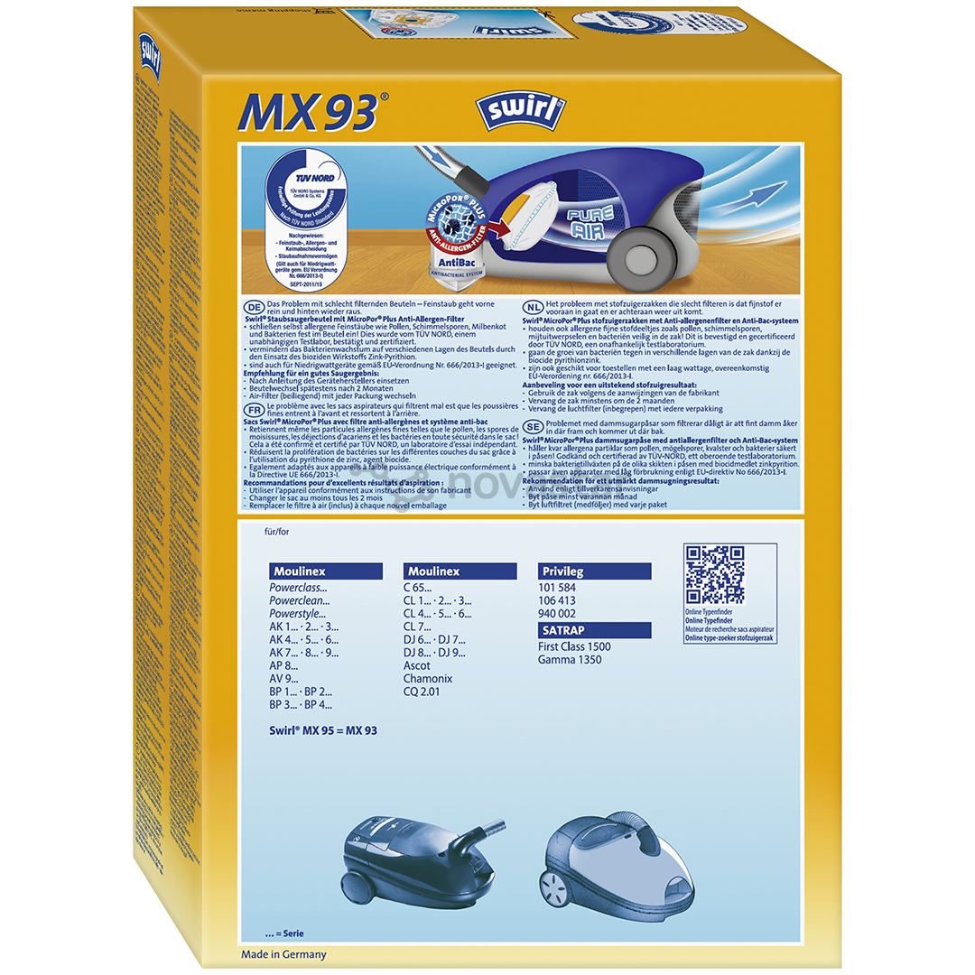 Dulkių siurblių maišeliai Swirl MicroPor MX 93, 5vnt