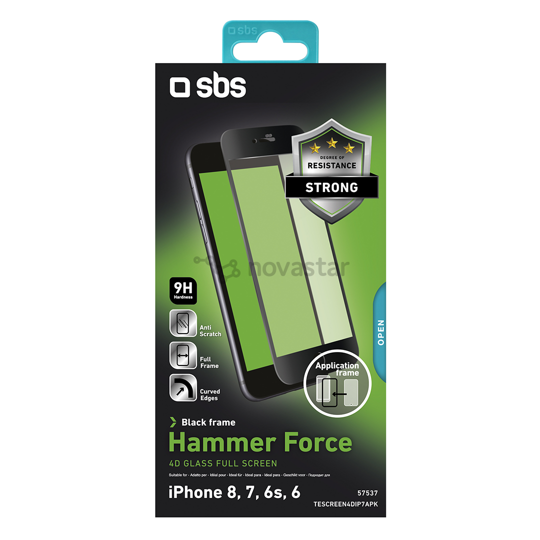 Apsauginis stiklas SBS 4D iPhone 8/7, Juodas