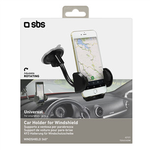SBS Windshield, juodas - Universalus telefono laikiklis automobiliui