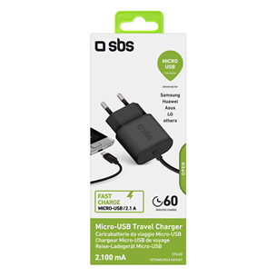 Įkroviklis SBS Micro USB, 2,1A, 1m