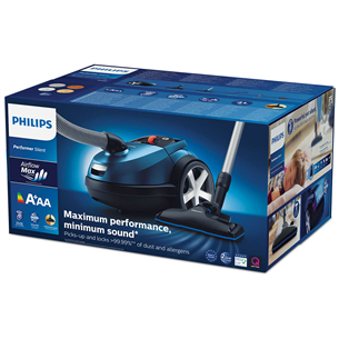 Philips Performer Silent, 750 W, blue/black - Vacuum cleaner