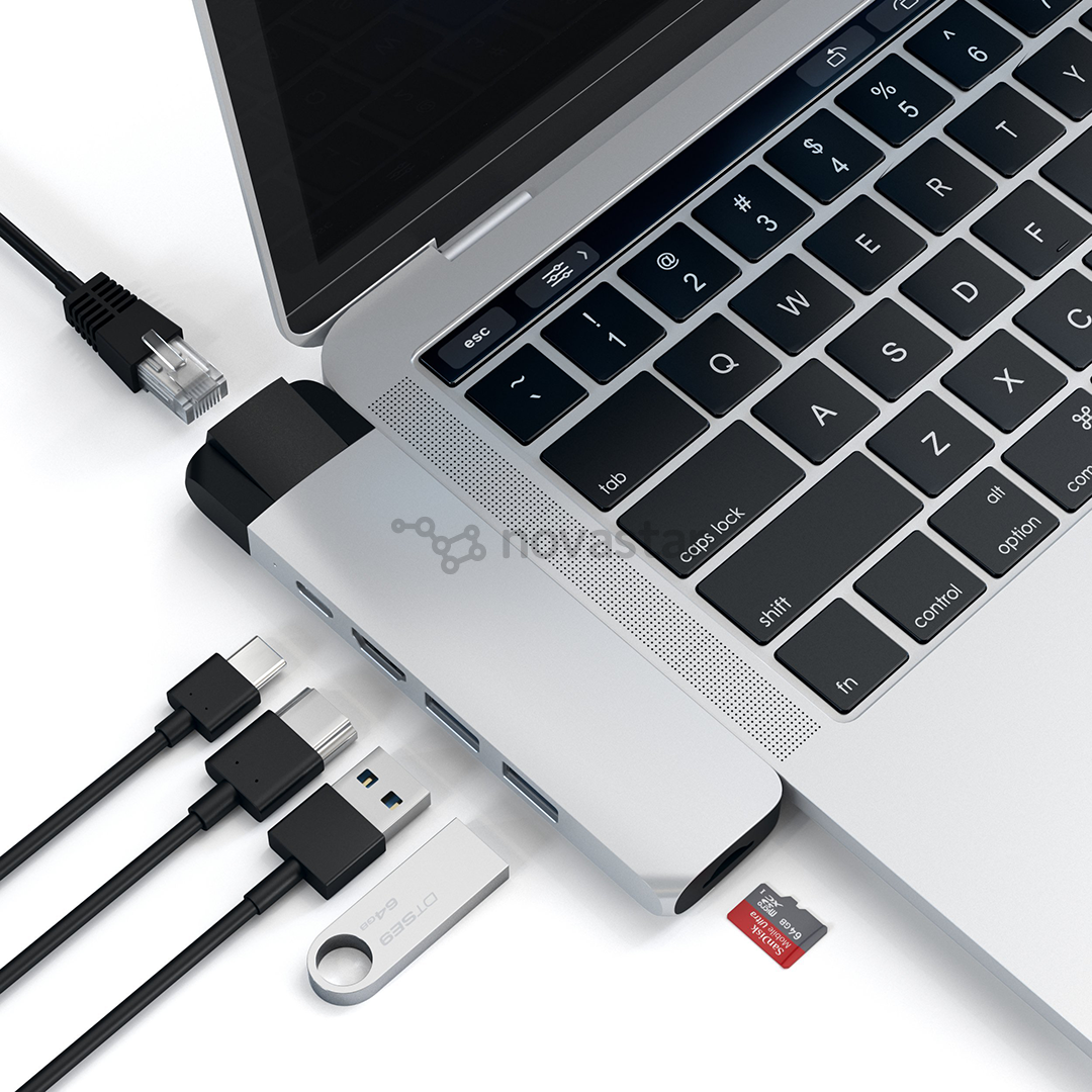 USB šakotuvas Satechi USB-C PRO Hub with 4K HDMI and Ethernet