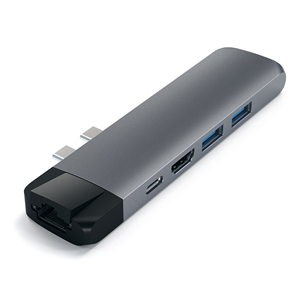 USB šakotuvas Satechi USB-C PRO Hub with 4K HDMI and Ethernet, Pilkas