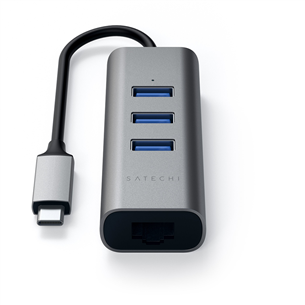 Satechi, USB C+Gigabit Ethernet, grey/black - Adapter