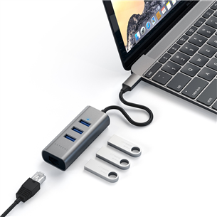 Satechi, USB C+Gigabit Ethernet, grey/black - Adapter