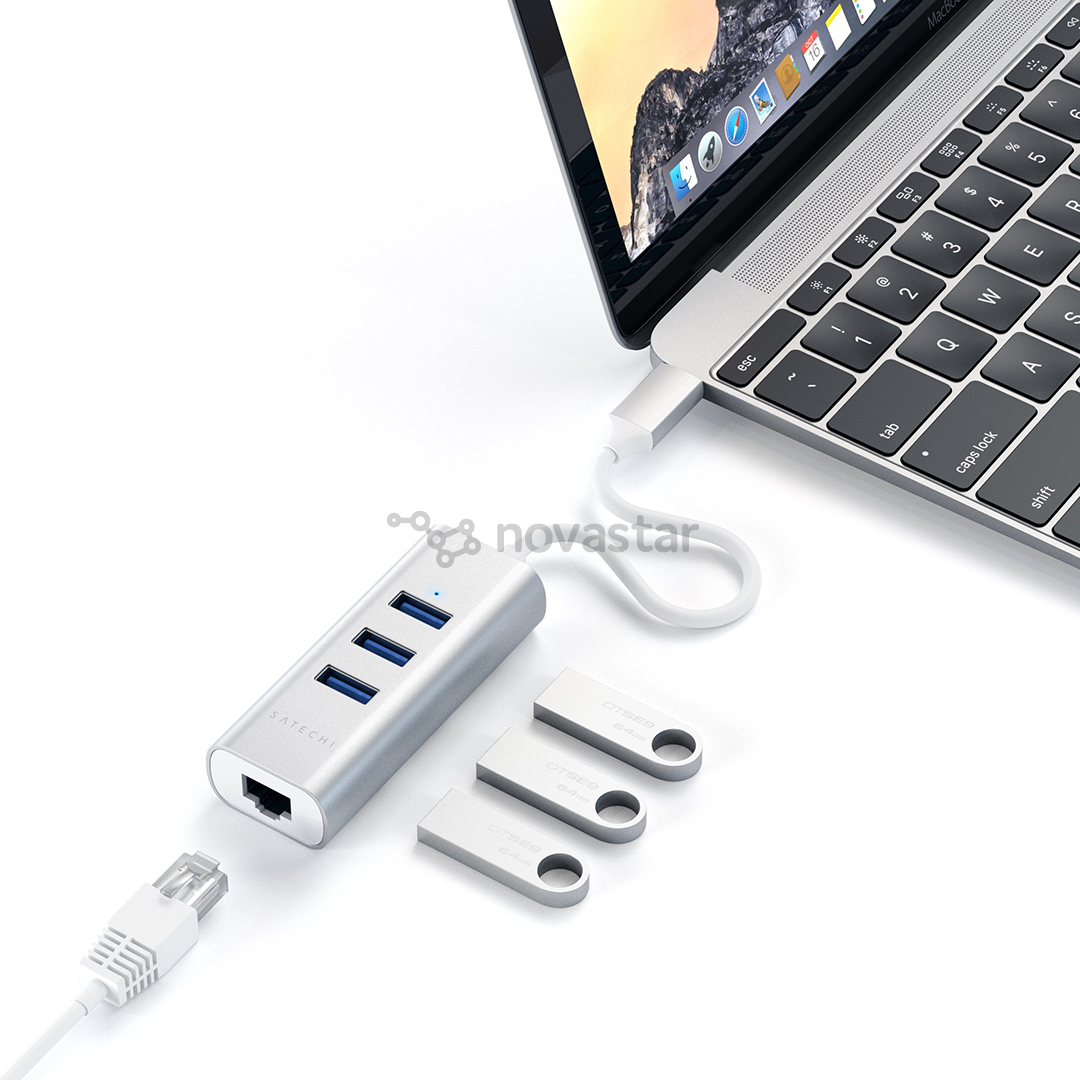 Šakotuvas Satechi USB-C -- Gigabit Ethernet, ST-TC2N1USB31AS