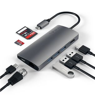 Adapteris Satechi USB-C Multi-Port 4K Gigabit Ethernet